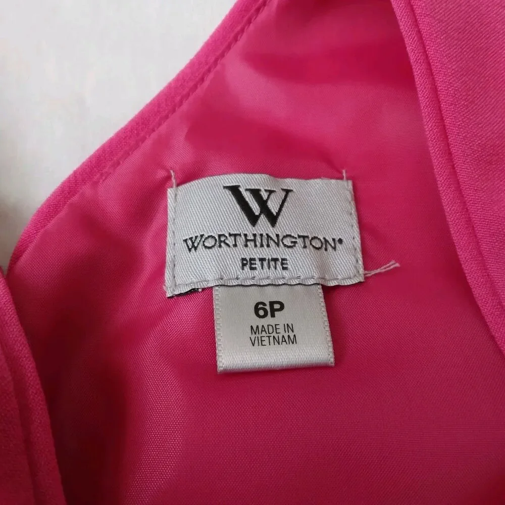 Worthington Pink Peplum Dress Pink Sleeveless Barbie Womens Size 6P - Picture 4 of 9
